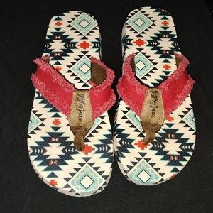 Tribal Red Flip Flops